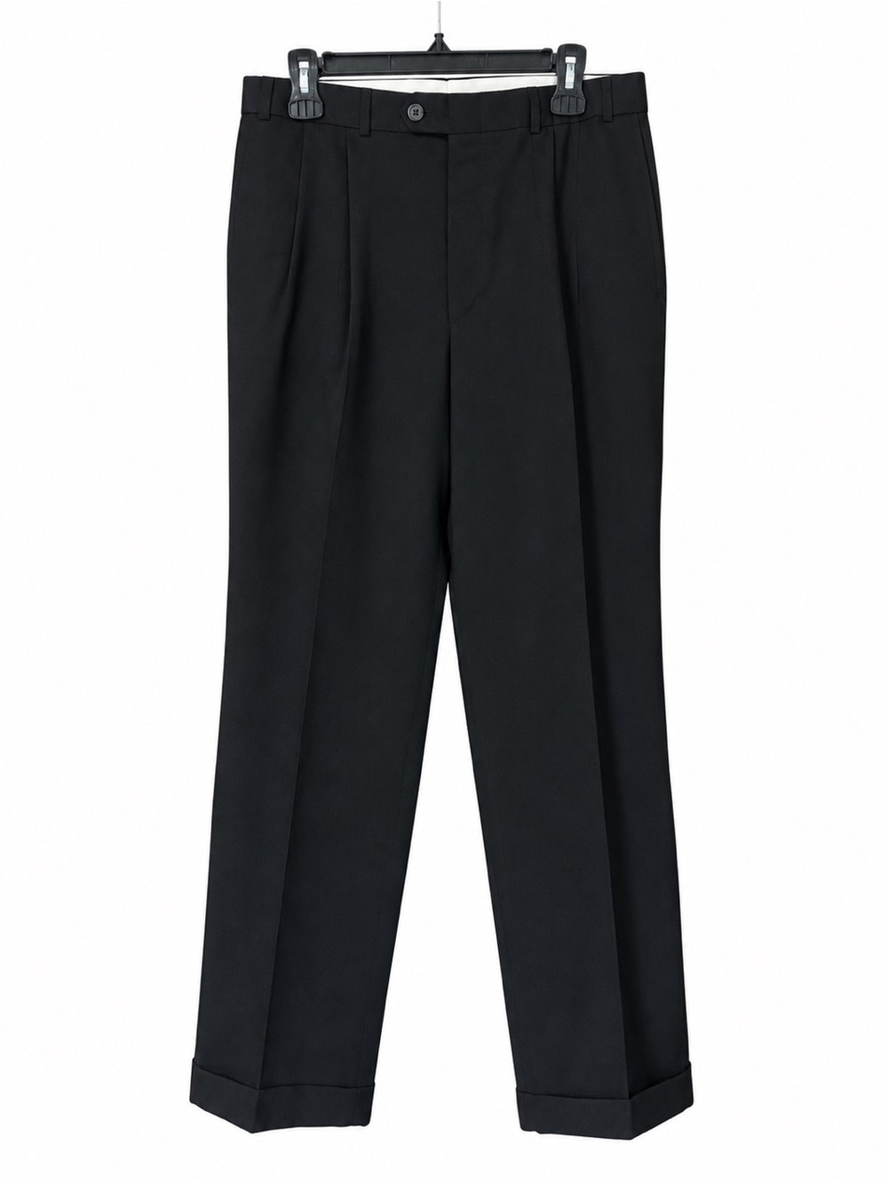 Lauren Ralph Lauren Classics Black Wool Pleated Dress Pants Cuffed Mens 36 X 30